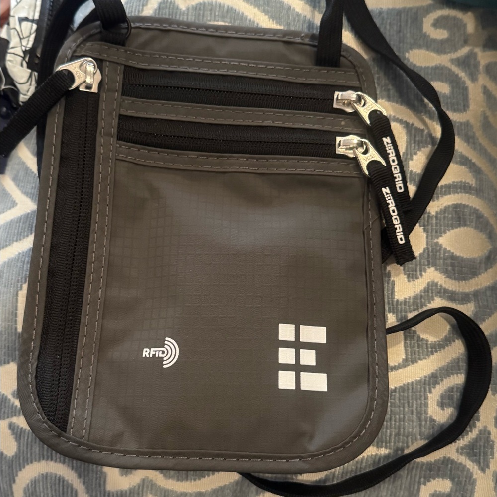 Gray RFID Women’s Passport Crossbody Bag